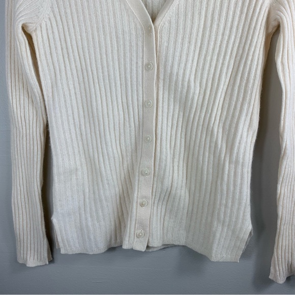 White + Warren | 100% Cashmere Cream Color Cardigan | Size Small - Picture 2 of 8
